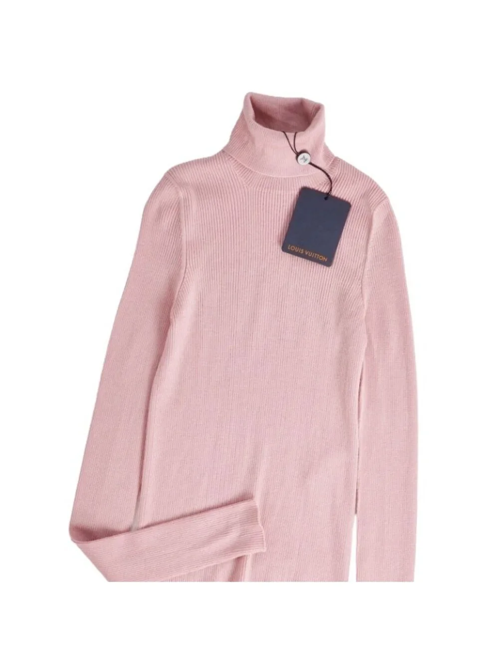 Louis Vuitton Knit Sweater Turtleneck Long Sleeve Top Wool Silk Pink